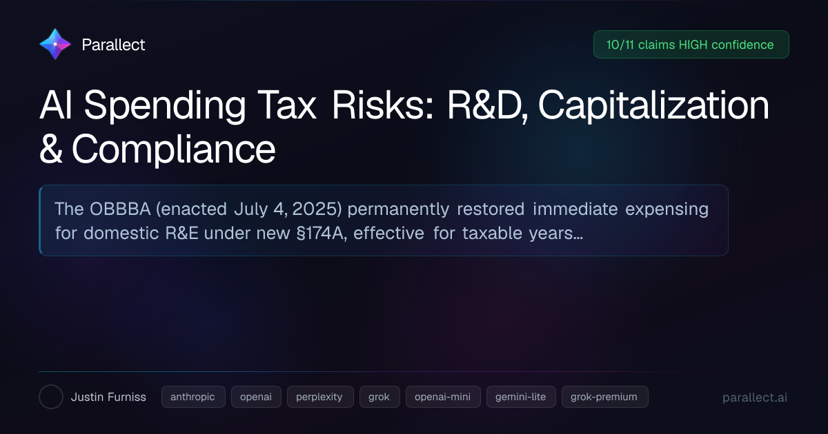AI Spending Tax Risks: R&D, Capitalization & Compliance — Parallect AI ...